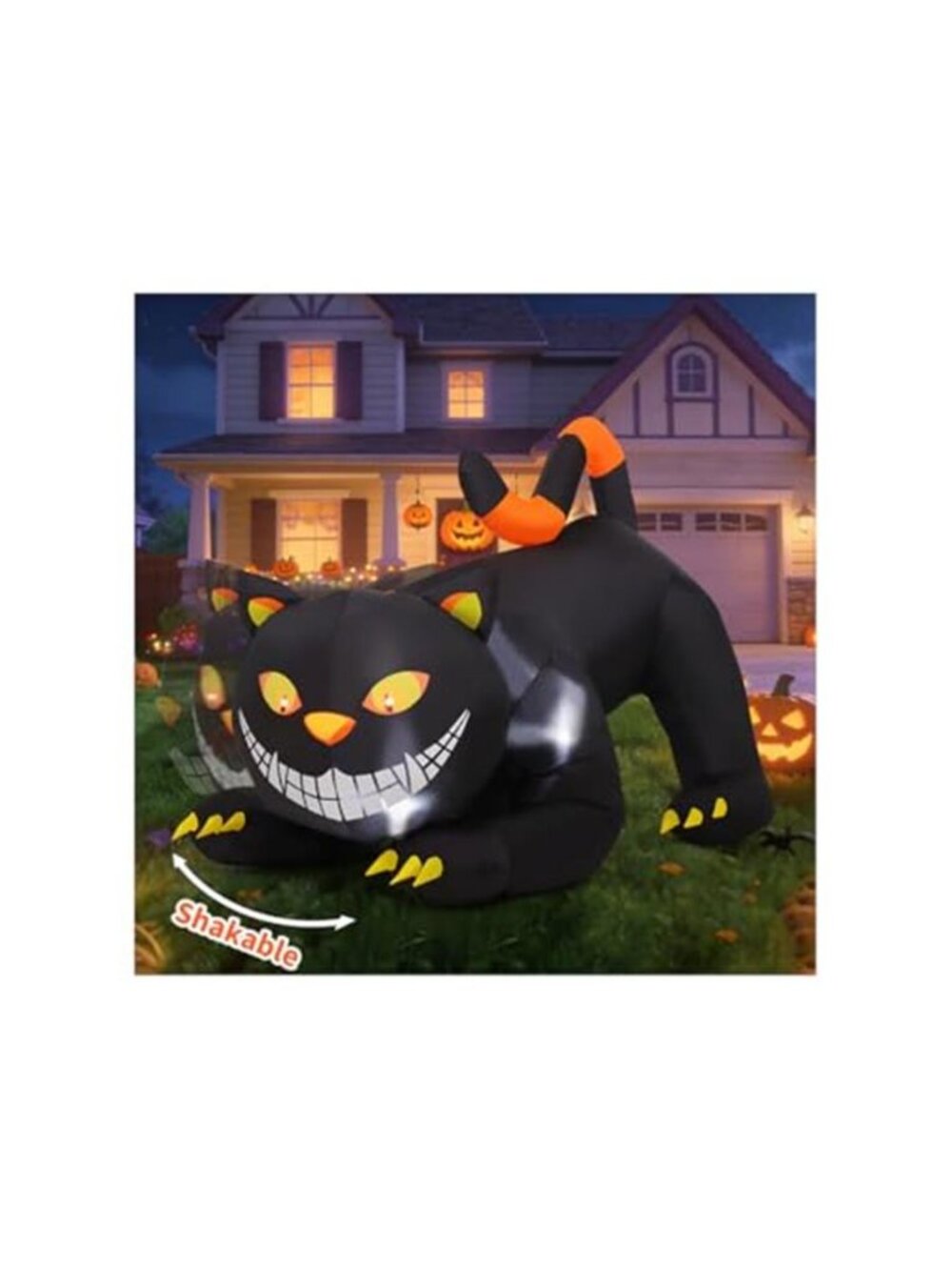 6 FT Halloween Inflatables Outdoor Black Cat with Shakable Head, Blow Up